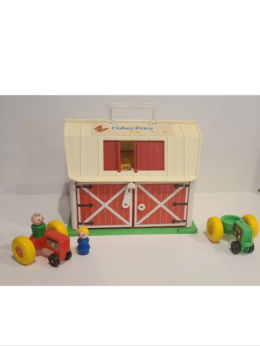 Fisher-Price Red, White & Green Barn Playset with Yellow-Wheeled Tractors